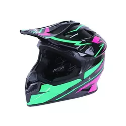 Шлем мотоциклетный кроссовый MD-911 VIRTUE (черный с зеленым и малиновым, size М)