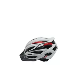 Шлем велосипедный H-093 TTG c черным козырьком, габаритным фонарем (белый с красным, size L)