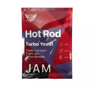 Спиртові турбо дріжджі Hot Rod Jam на 25 л (69 г) для фруктових браг Спиртові турбо дріжджі Hot Rod Jam на 25 л (69 г) для фруктових браг