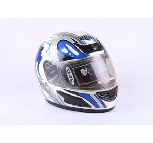 Шлем мотоциклетный интеграл 2001 TATA (сине-белый, size L) - УЦЕНКА