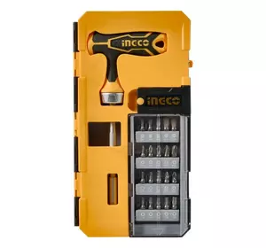 Викрутка Т-подібна з набором насадок і головок 25 шт INGCO Викрутка Т-подібна з набором насадок і головок 25 шт INGCO