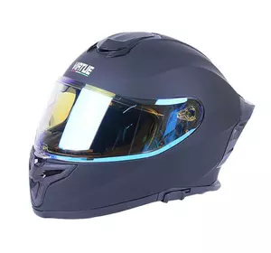 Шлем мотоциклетный кроссовый MD-820-1 VIRTUE (черный матовый, стекло синий хамелеон, size L)