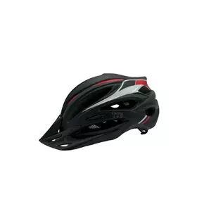 Шлем защитный TTG черный с красным и белым с козырьком и с габаритным фонарем, size L