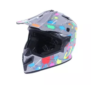 Шлем мотоциклетный кроссовый MD-911 VIRTUE (серый с цветной графикой, size XS)
