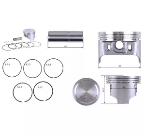 Поршневой комплект 92,00 мм STD ТАТА на бензиновый двигатель 192F для генератора GN 5-6 KW Поршневой комплект 92,00 мм STD ТАТА на бензиновый двигатель 192F для генератора GN 5-6 KW