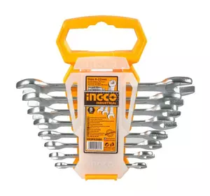 Комплект гайкових ключів комбінованих двосторонніх 6–22 мм INGCO INDUSTRIAL Комплект гайкових ключів комбінованих двосторонніх 6–22 мм INGCO INDUSTRIAL