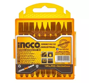 Біти ударні двосторонні S2 PH2+SL6×65 мм, 10 шт. INGCO INDUSTRIAL Біти ударні двосторонні S2 PH2+SL6×65 мм, 10 шт. INGCO INDUSTRIAL