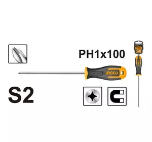 Викрутка хрестова S2 PH1×100 мм INGCO INDUSTRIAL Викрутка хрестова S2 PH1×100 мм INGCO INDUSTRIAL