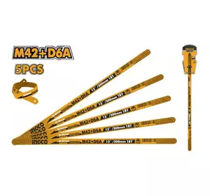 Полотно ножівкове по металу 300 мм 24Т, сталь M42+D6A (5 шт.) INGCO INDUSTRIAL Полотно ножівкове по металу 300 мм 24Т, сталь M42+D6A (5 шт.) INGCO INDUSTRIAL