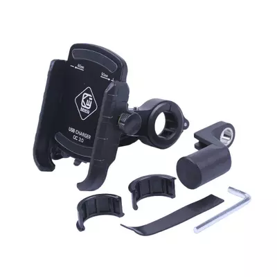 Держатель телефона ТАТА M8C черный, с зарядкой, крепление на руль, Kewiq